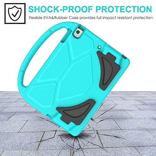 Image of Suplik iPad 9.7 inch 2018(Gen 6) / 2017(Gen 5) Case for Kids Duable Shockproof Protective Handle Bumper Stand Cover with Screen Protector for 9.7 inch iPad 5 /6,Air 1 /2,Pro 9.7, Teal
