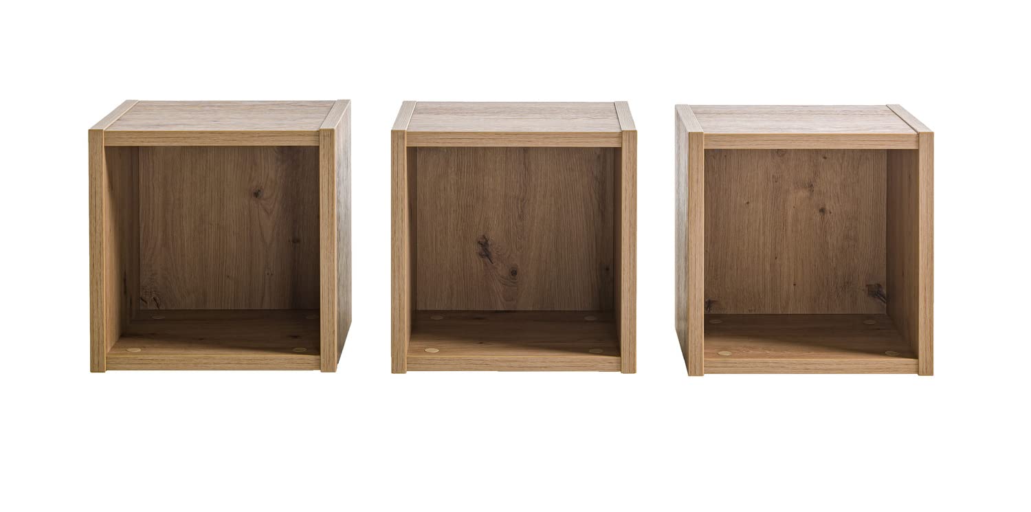 COMPOSAD | Set di 3 Cubi VITRUVIA, Mensole da Muro, Arredo Parete, (LxAxP) 35x35x28 cm, Colore Rovere Oak Mielato, Made in Italy
