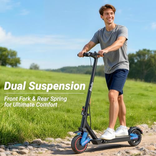 Image of Electric Scooter, 350W-500W Motor, 9 MPH to 22MPH, 10-41 Miles Range, Dual Suspension, Dual Braking, App Control, Foldable Commuter E Scooter for Adults and Teens