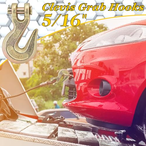 Image of 2 Pack G70 Clevis Grab Hooks, 1 /4 inch Heavy Duty Chain Hooks with Spring Latch, 3,100 lbs Working Load Limit for Truck, Trailer, Crane, Rigging & Fishing Boats