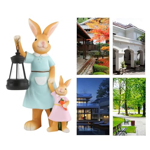 Lampes solaires d'extérieur étanches et décoratives en figurine lapin de Pâques
