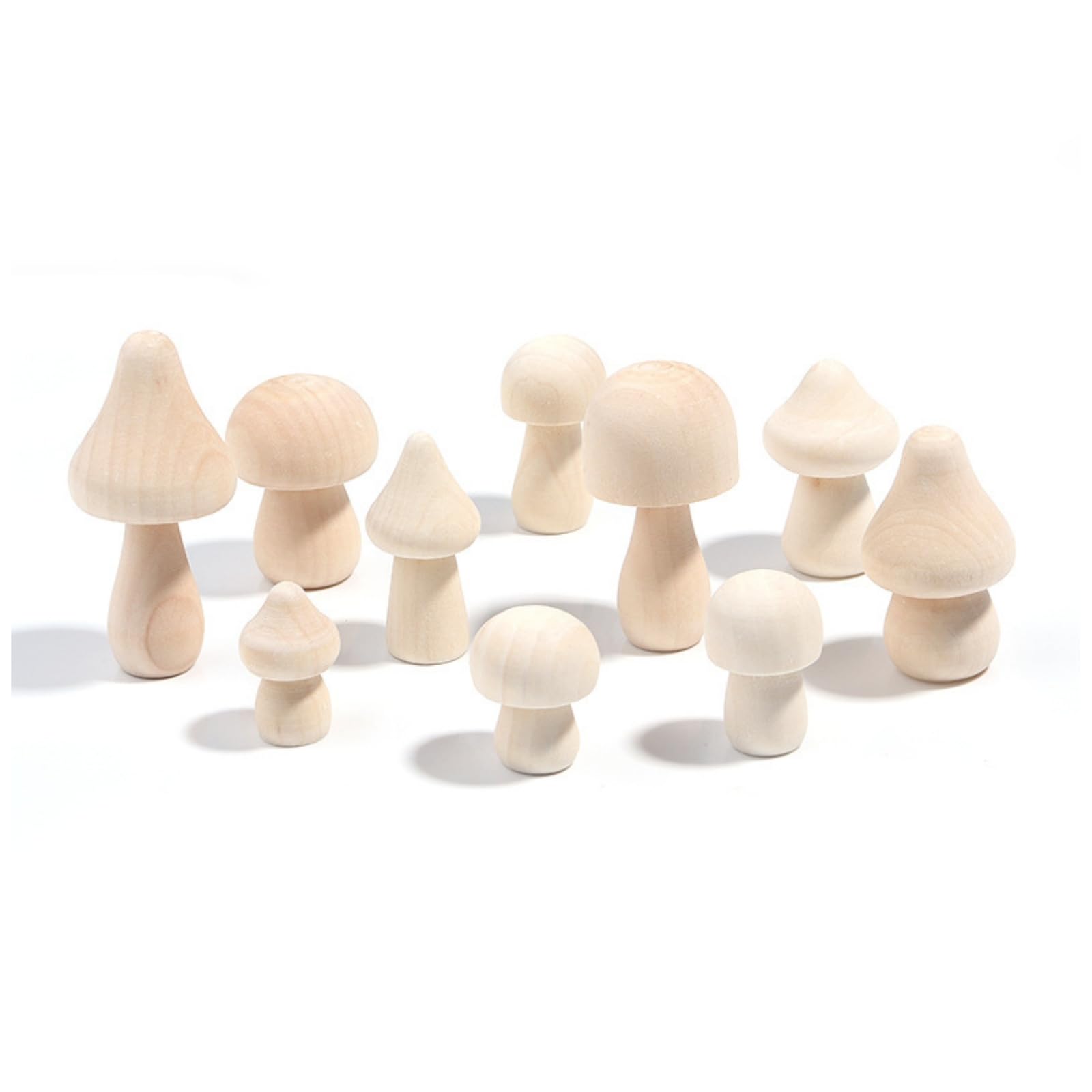 10 Pcs Unfinished Wooden Mushroom Unpainted Wood Mushrooms Various Sizes Mushroom for Arts DIY Crafts Table Decorattion