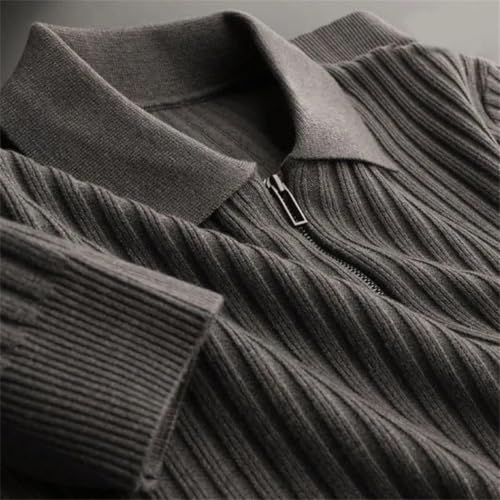 Men's Business Vertical Stripe Sweater Autumn Winter Casual Slim Fit Knitwear Pullover Half Zip Top3