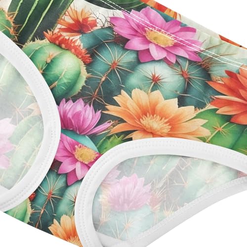 Stylish Girls Underwear Toddlers 2t Cotton Cute Panties Girl Vibrant Green Cacti Succulents Floral Underpants Briefs4