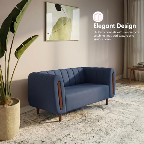 Image of Interio by Godrej Sofa Paramount 2 Seater Fabric Sofa for Living Room, 1-Year Warranty, Solid Wood, Ocean Blue