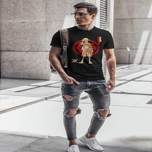 Comic Studio | One Piece Camiseta | Artículo Licenciado Oficial | Monkey D. Luffy | Negro | M