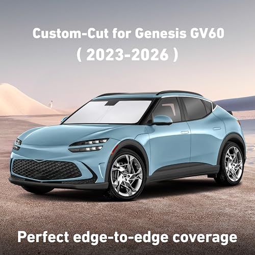 Image of EcoNour Windshield Sunshade Compatible for Genesis GV60 2023-2024 2025 2026, Sun Visor for Front Windshield & Window Sun Shade Cover, UV Heat Blocker & Protector, Car Accessories