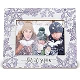 DIENADFX Purple Christmas Snowflakes Picture Frames, Christmas Picture Frame Gifts for Women Girls, Christmas Family Picture Photo Frame, Let it Snow Christmas Decor Picture Frames for 5x7 Photos