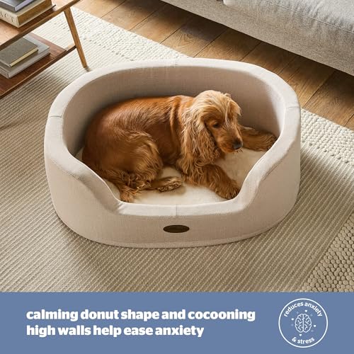 Silentnight Orthopaedic Donut Dog Bed - Luxury Faux Fur Base and Support Sides for Cosy & Comfort - Ease Anxiety Aches & Pains - Removable Washable Cover - Non-Slip Base Pet Bed, Natural, Medium - Image 3