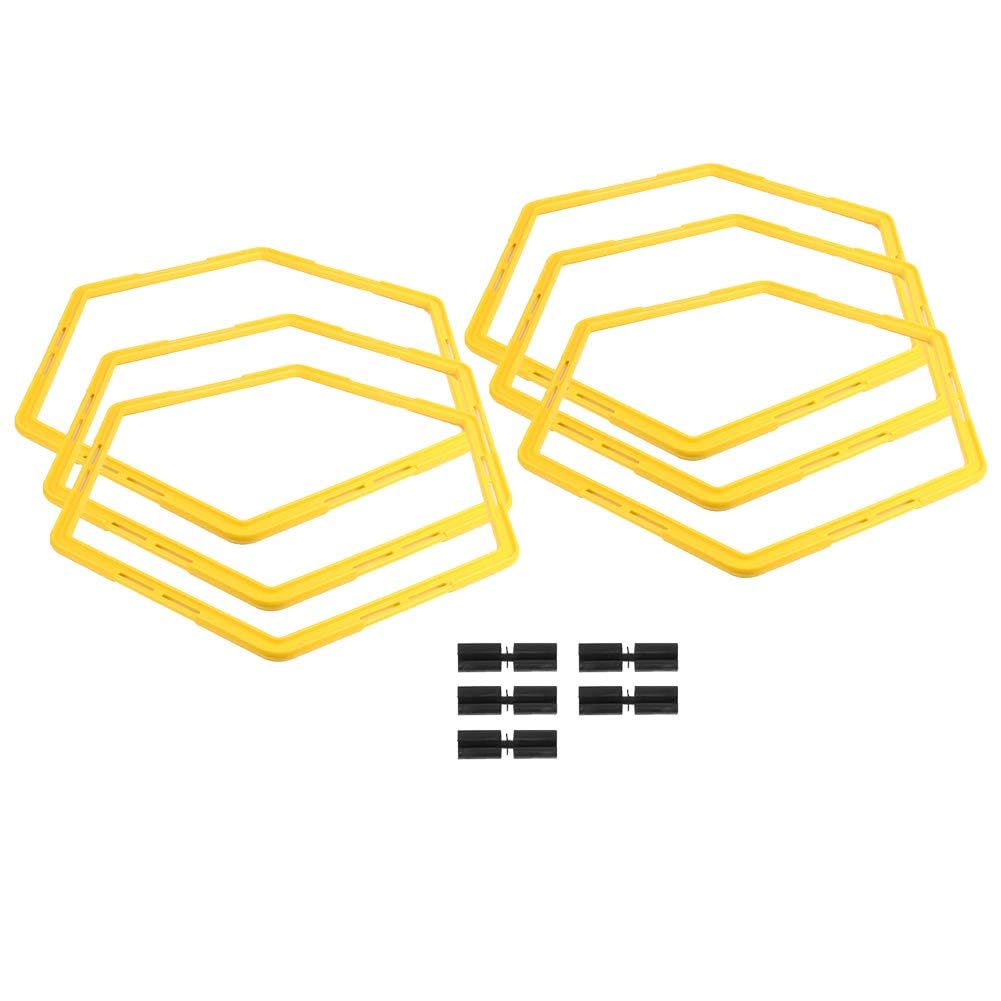 6 Stück Hexagon Agile Circle, Hexagon Agility Ring Trainingskreis Ring Speed ​​Agility Ladder Hexagonal Step Suit Fußballausrüstung Trainingsringe Speed Ringe für Fitnessgeräte Sport Workout Home Gym
