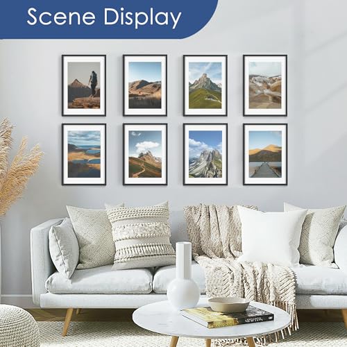Image of PEALSN 12x17 Picture Frame Set of 6, Display Pictures 10x14 with Mat or 12x17 without Mat for Wall Mounting or Table Top, Photo Frames Collage for Wall Decor, Black.