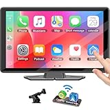 9 Inch Wireless Car Play Screen for Apple Carplay & Android Auto, Car Tablet Pro Max with Mirror Link,Protable Car Touch Screen with GPS Navigation,Voice Control,Bluetooth,AUX for Most Vehicles
