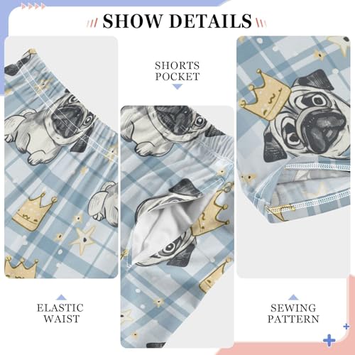 Pajama Bottoms, Pattern with Puppy Pugs Pajamas Pant Lounge Wear Sleep Long Pants Casual Sleepwear Pjs4