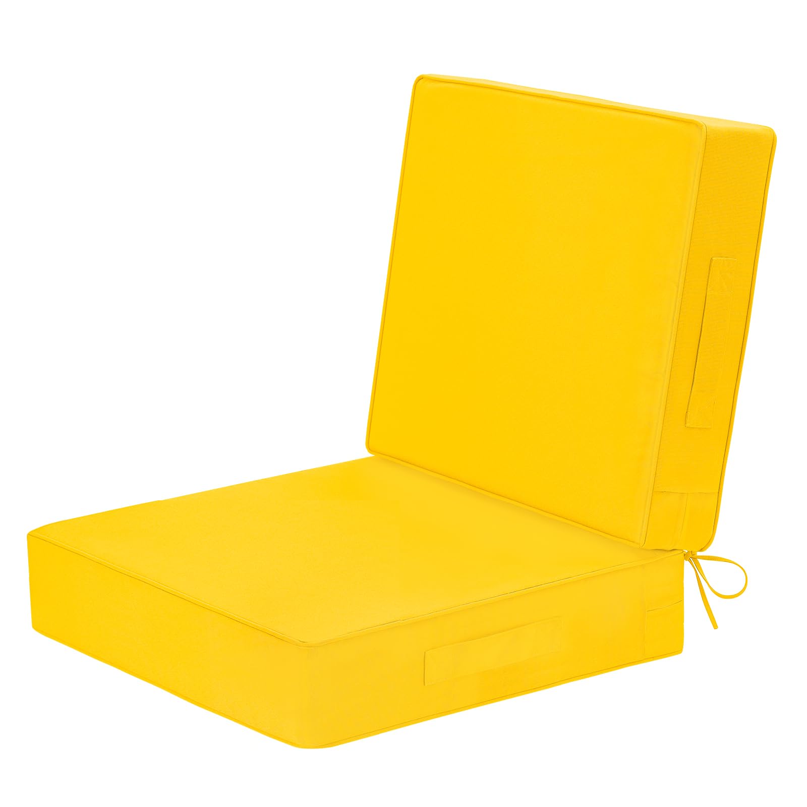 Wellsin Outdoor Deep Seat Patio Cushions, 24 x 24 Waterproof & 3-Year Fade Resistant Outdoor Cushions with Removable Covers,Ties and Handle for Chair,