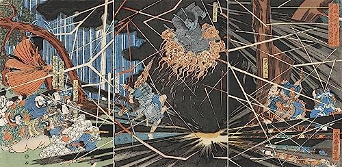 Poster Kuniyoshi cascade Nunobiki CHAGM reveillez l'esprit du Japon ancien