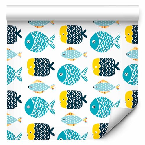 artgeist Wallpaper Kindergarten 20x394 in - 3D Non-Woven Wall Mural Premium Print Fleece Picture Image Design Home Decor Animals Fish Colorful for Children g-B-0169-j-a
