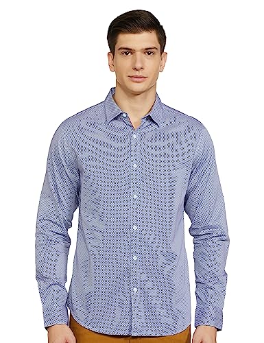 Image of Spykar Men's Slim Fit Mandarin Collar Full Sleeve Printed Casual Shirts