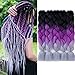 AIDUSA Color Braiding Hair 5pcs Synthetic Braid Hair Extensions 24 Inch 2 Tones for Box Braids Twist Crochet Braids 100g (#C21 Black to Purple to Gray)