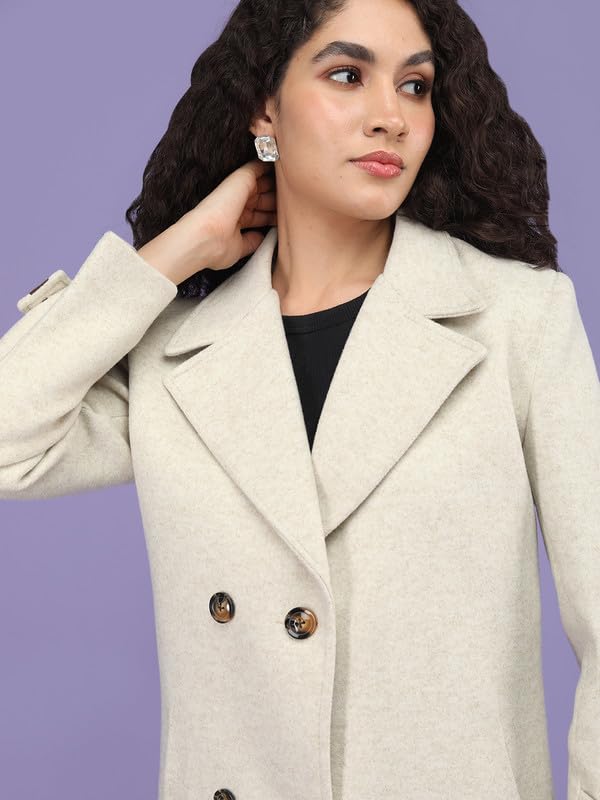 Image of PLAGG Women's Notched Lapel Long Overcoat