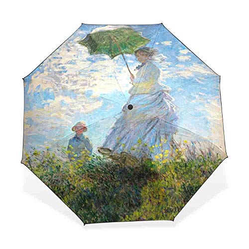 QNBD Haute Qualité Claude Monet Célèbre Peinture À l'huile Parapluie Femme 3 Pliant Parasol De Mode Dame Portable Fille Ami Cadeau pour Femme