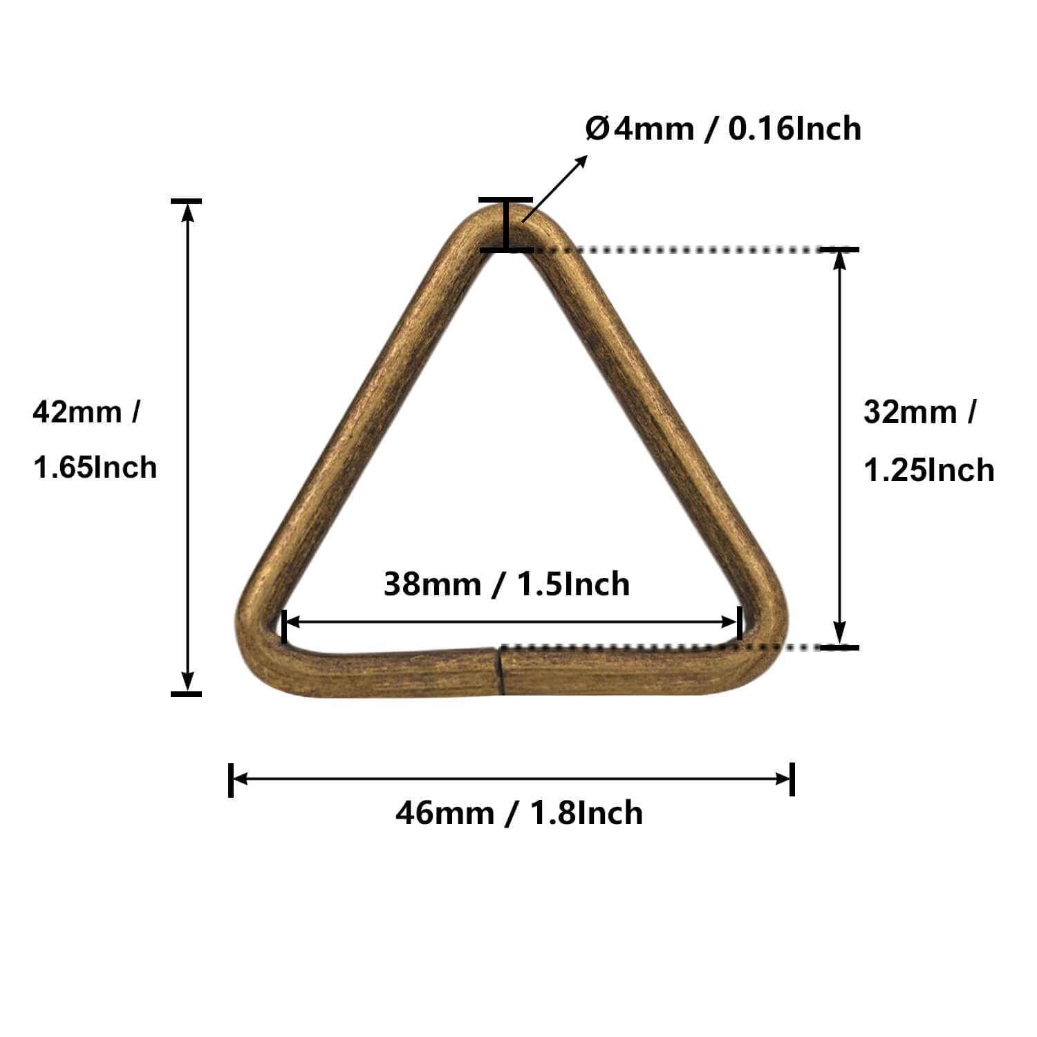 BIKICOCO 1-1/2'' Metal Triangle Ring Buckle Connectors Round Edge Webbing Bag Clasp Handbag Strap Making Hardware, Bronze - Pack of 20 - Image 2