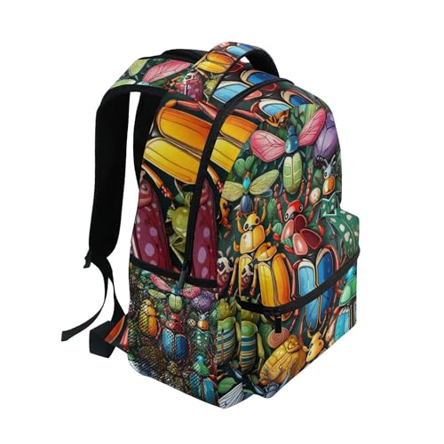 Insect Bugs Beetles Colorful Backpack Laptop Tablet Travel School Bag with Name Tag for Boys Girls2