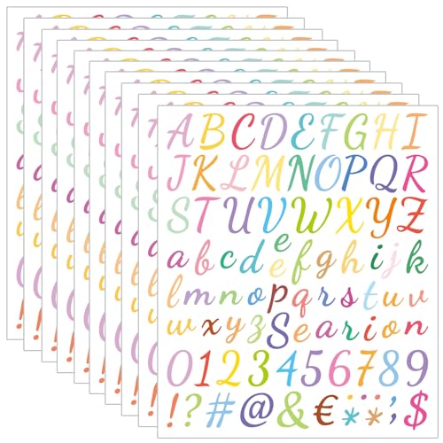 760 Pieces 10 Sheets Colorful Letters Stickers,1 Inch Self Adhesive Alphabet Number Stickers,Vinyl Letter Stickers Decals for Scrapbooking,Mailbox,Notebook,Classroom Decor,Business,Address (Colorful)