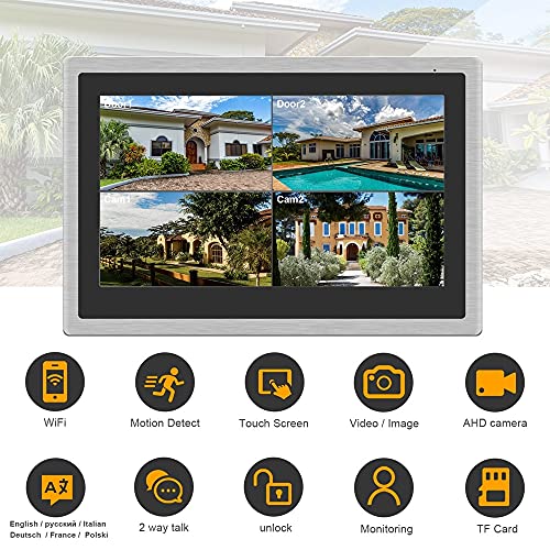 Campanello Video citofono WiFi 10 Pollici Videocitofono IP Wireless Telecamera Campanello 1080P con rilevamento