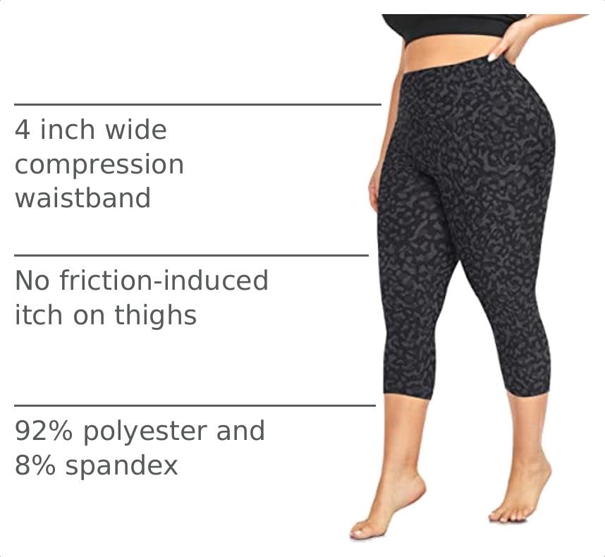Image of FULLSOFT Plus Size Capri Leggings for Women- XL-4XL High Waist Tummy Control Stretchy Workout Yoga Pants Plus Capris