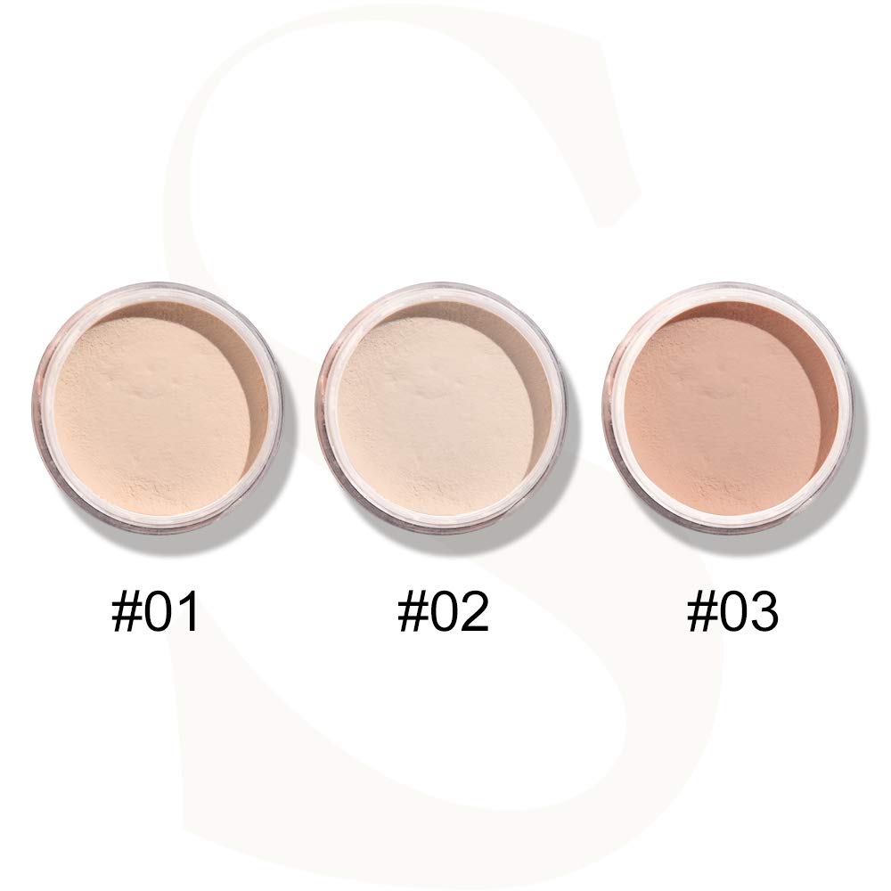 SACE LADY Oil Control Loose Powder Setting Make Up Waterproof Poreless Long Lasting Soft-Matte Powder Makeup, 0.32Oz (02)