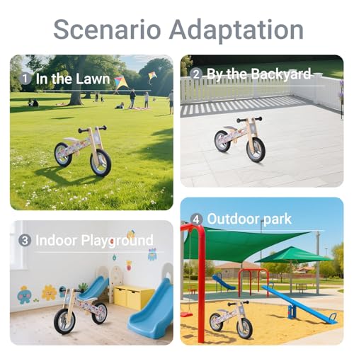 Image of Wooden Toddler Balance Bike, Kids Balance Bike for 3 Year Old with Adjustable Seat, No Pedal Toddler Bicycle for Kids 3-5 for Boys and Girls Birthday Gifts Toys