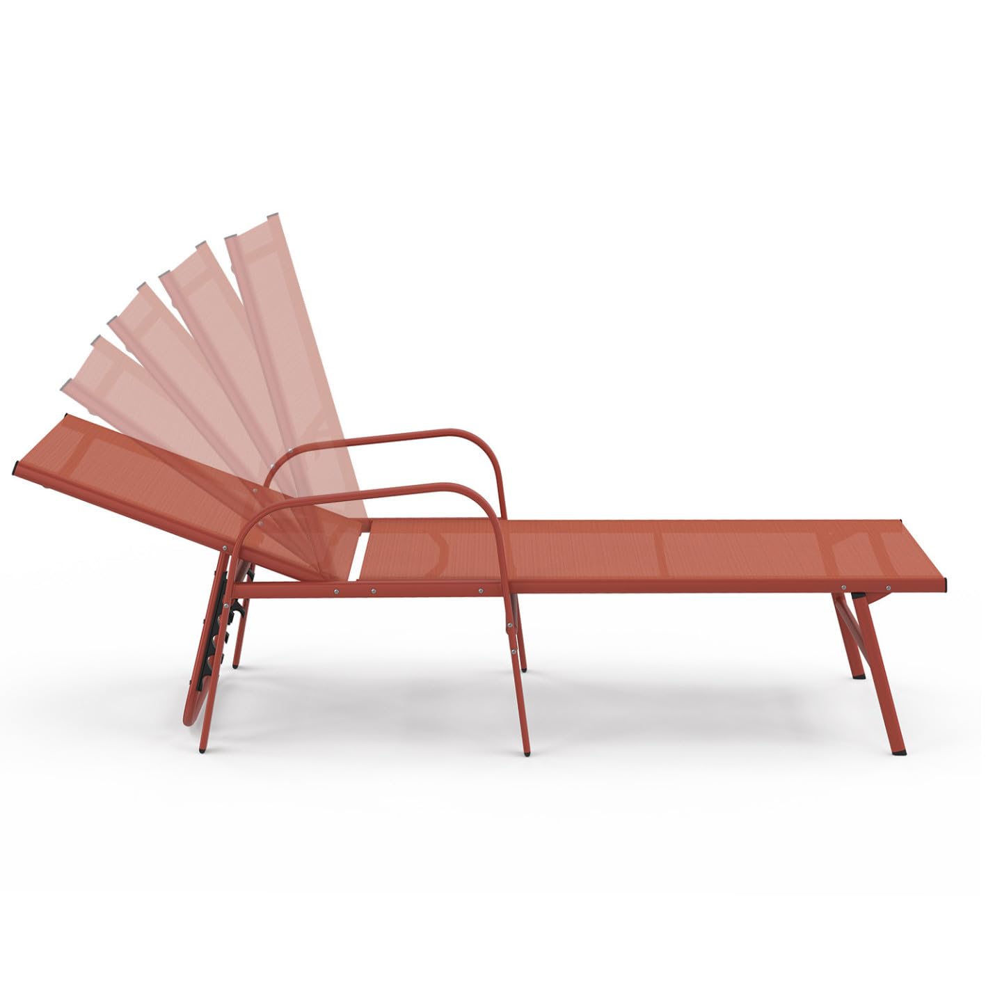 IDMarket - Lot de 2 transats de Jardin inclinables Fidji en Acier et Toile Terracotta