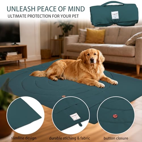 Tbintul Hundedecke für Unterwegs, 95 * 65 cm Tragbare Faltbare Haustiermatte, Waschbar, Orthopädisch, Wasserdicht, Hundedecke Outdoor, Hundematte Auto für Hunde & Katzen (Grün)