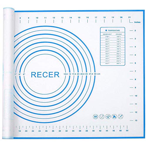 Silicone Pastry Mat Extra Thick Non Stick Baking Mat with Measurement Fondant Mat, Counter Mat, Dough Rolling Mat,Fondant,Pie Crust Mat (16''(W)20''(L))