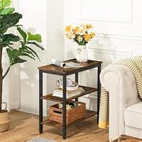 HOOBRO End Table, Simple Rustic Side Table with 3-Tier Storage Shelf, Narrow Nightstand for Small Spaces, for Living Room, Bedroom,Easy Assembly, Industrial Design, Rustic Brown and Black BF14BZ01 — image 7