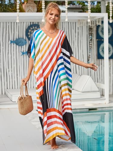 Image of Kaftan Dresses for Women Plus Size Bathing Suit Cover up Caftan Maxi Beach Dresses