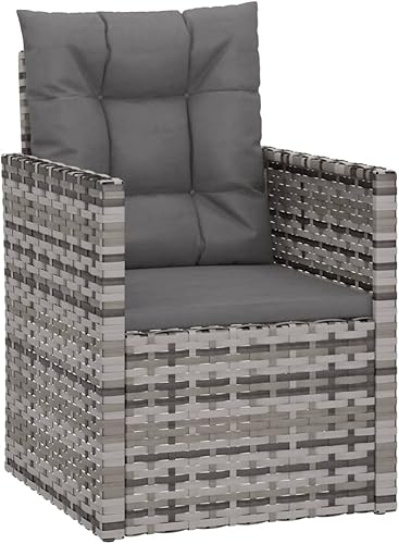 Miniatura 3 de Patio Armchair with Cushions Gray Poly Rattan Outdoor Chairs for Patio Outdoor Outside Chairs Sillas para Comedor for Courtyard Study Terrace Living