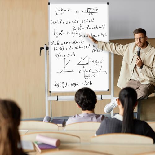 Image of XBoard Whiteboard Mobile 44x30inch, Double Sided Magnetic Dry Erase Board on Wheels, Magnetic Portable Easel with Stand