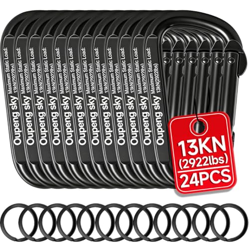 Image of Carabiner Clip - Heavy Duty Carabiners 800lbs-13KN (2922 lbs) Carabeaner D Ring Shape,Key Chain Clip Hook,Keychain Clip,Multipurpose for Camping, Hiking,Backpacking or Other Outdoor Activities.