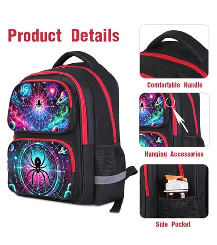 Spider Web Backpack Set for Boys and Girls | Kids School Bookbag Combo with Lunch Box and Pencil Case | Suitable for Student Ages 6-12 | Adjustable Straps Bag for Back to School & Travel 5