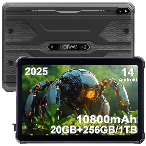 HOTWAV R10 Pro Tablet Rugerizada 2025-20GB+256GB/TF 1TB Rugged Tablet Android 14, 10.1' HD+ Tablets...