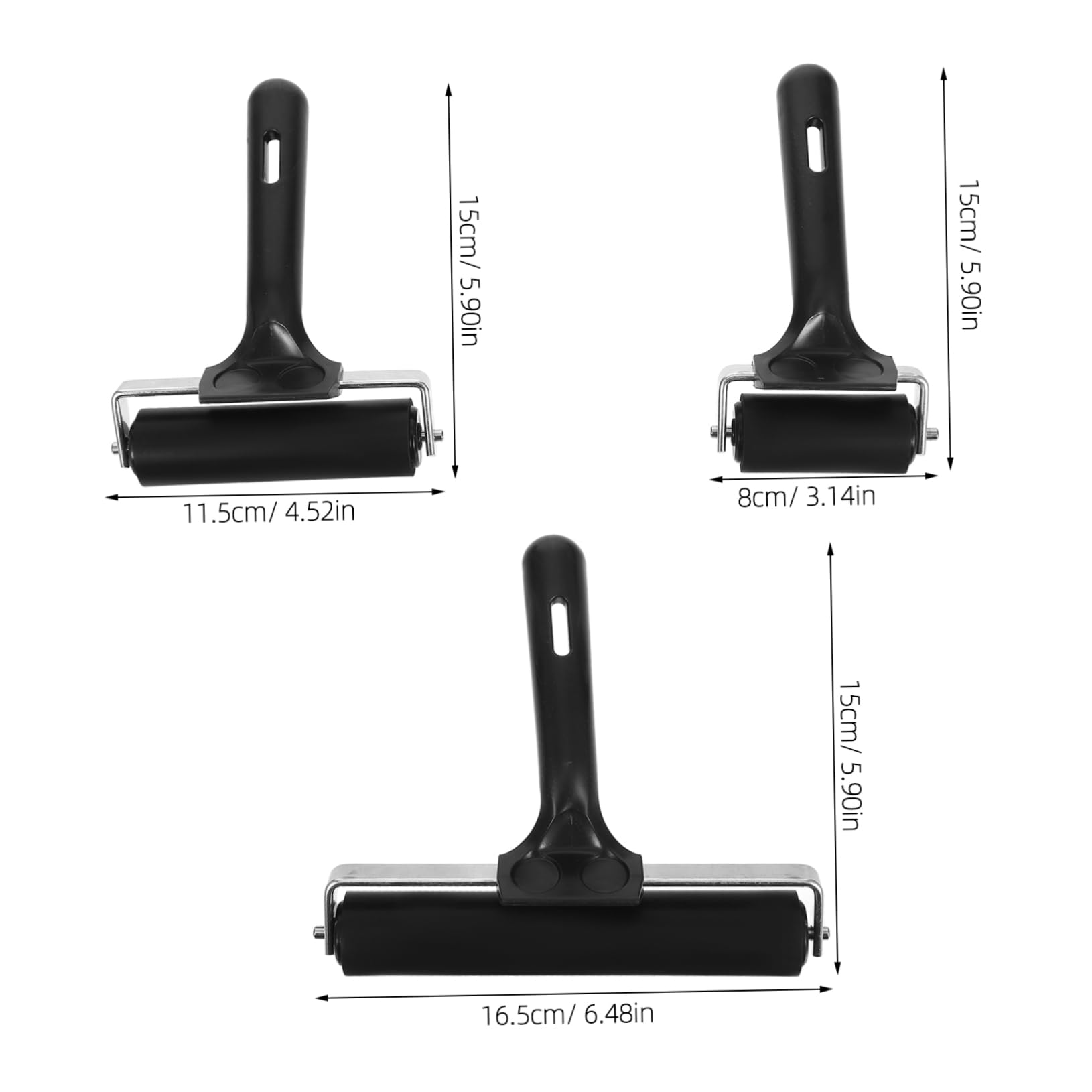 Rodillo para Manualidades 3 Piezas Negro de Goma para Grabado