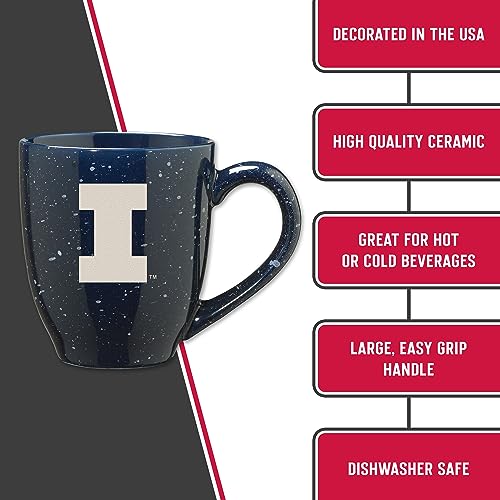 Image of Rico Industries NCAA Illinois Fighting Illini Navy Blue Personalized 16 oz Team Color Laser Engraved Speckled Ceramic Coffee Mug