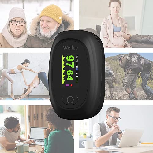Pulsoximeter mit APP und Bluetooth, Wellue Pod-2W Sauerstoffsättigung Messgerät Finger,...