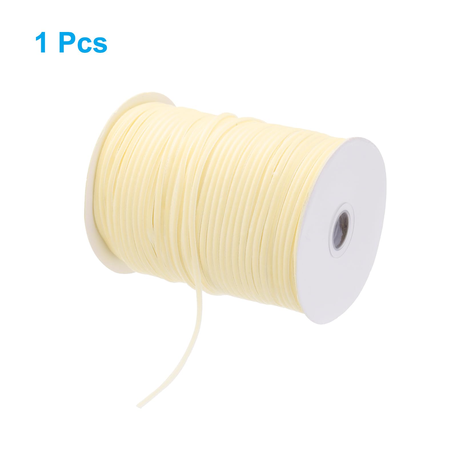 QUARKZMAN Nastro Velluto 200 Iarde x 1/8 Pollice Singola Faccia Crema