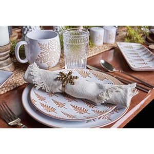 Primitives by kathy winter tree salad plate this durable stoneware salad plate features a snowy cream color with brown debossed winter trees bare ceramic accents on the rim  urban country home decor