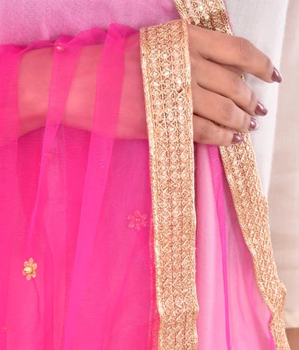 Image of YOUTHQUAKE Women's Embroidered Net Dupatta