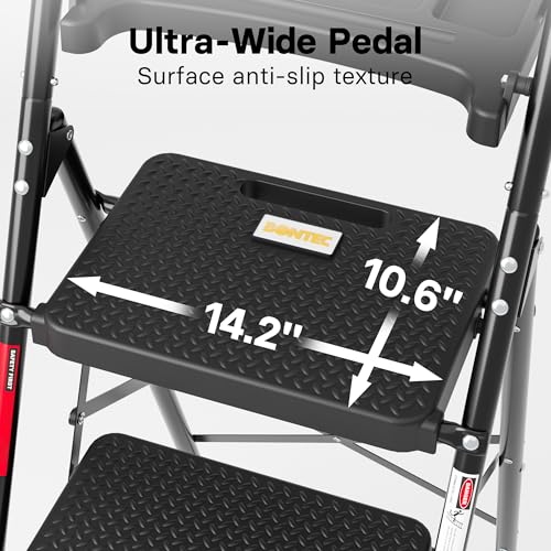 Image of BONTEC 4-Step Ladder, Folding Step Stool, 600lbs Max Load, Black