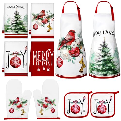 Geetery 10 Pcs Christmas Kitchen Towels Oven Mitt and Pot Holder ...