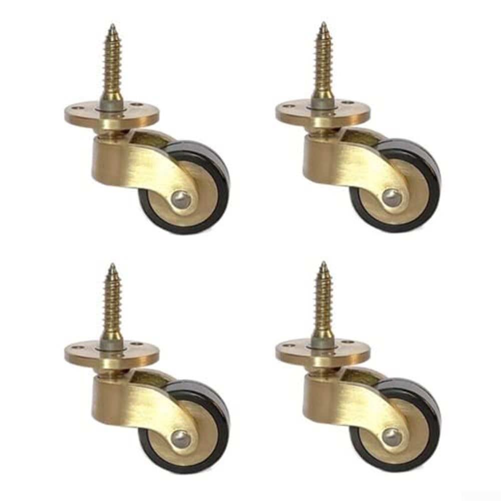 Oniissy Set mit 4 Messingrollen, robust, 360 Grad drehbar, geräuschlos, Kugellager für Sofa, Tisch, kleine Möbel, Mobilität, Tragfähigkeit, 26 mm Rad, reibungslose Bewegung